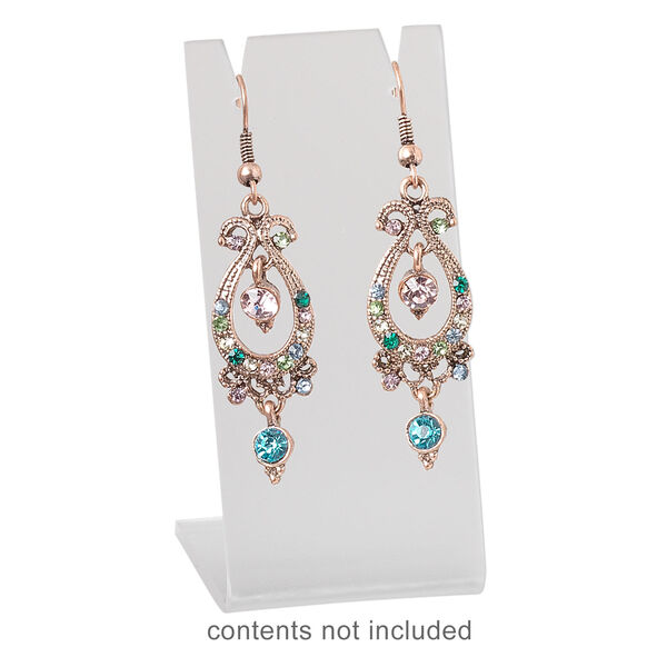 Display, earring, acrylic, frosted translucent clear, 3 x 1-1/2 x 1-1/2 inches. Sold per pkg of 4. image number 1