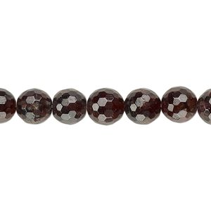 Garnet 1pkg1, faceted round bead natural 8 inch 7-8mm
