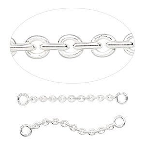 Extender chain 1pkg2 sterling silver cable, 2mm / soldered jump ring, 1.25 inch