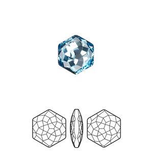 Fancy stone 2pk aquamarine foil back, Crystal Passions® 11.2x10mm thin hexagon 4683