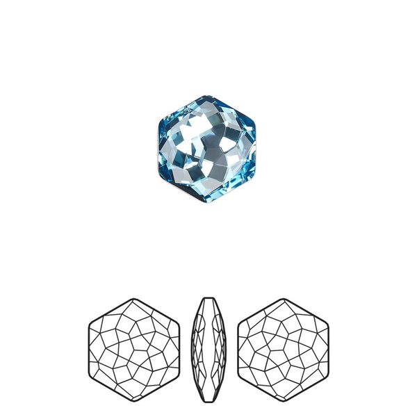 Fancy stone 2pk aquamarine foil back, Crystal Passions® 11.2x10mm thin hexagon 4683 image number 0