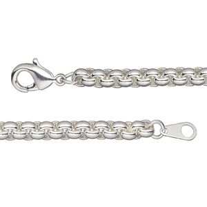 Chain 1pkg1 silver-plated rolo, 4.6mm / lobster claw clasp, brass 16 inch