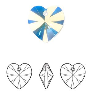 Drop 72pk crystal AB, Swarovski® 18mm pendant heart 6228