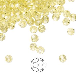 Bead 144pk jonquil, Preciosa Czech crystal 4mm round