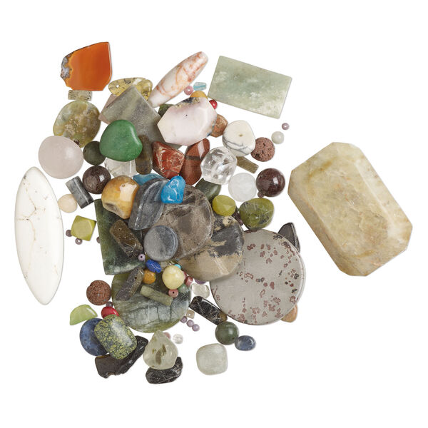 Multi-gemstone / glass 1pkg1, drilled / undrilled mixed shape bead 1/2 lb mix 4-35mm image number 4