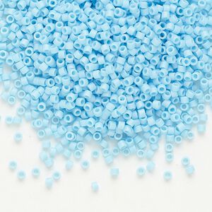 Seed bead, Delica®, glass, pkg/50g, #11 round, opaque matte rainbow light blue (DB-0879).