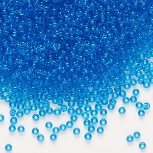 Seed bead, Preciosa Ornela Czech glass, pkg/500g, #11 rocaille, transparent sea blue, (60150).