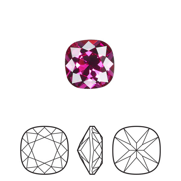 Fancy stone 1pk fuchsia foil back, Preciosa MAXIMA Czech crystal rhinestone 12mm cushion square image number 0