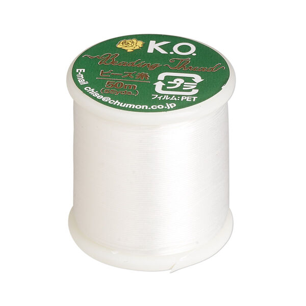 Thread, K.O., waxed nylon, ivory, 0.15mm diameter. Sold per 55-yard spool. image number 0