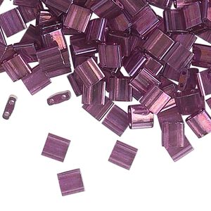 Seed bead, TILA®, glass, pkg/40g, 5mm full tila square, translucent gold luster light amethyst, (TL-316).