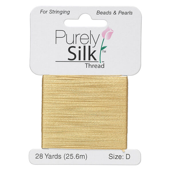 Thread, Purely Silk™, gold, size D. Sold per 28-yard card. image number 0