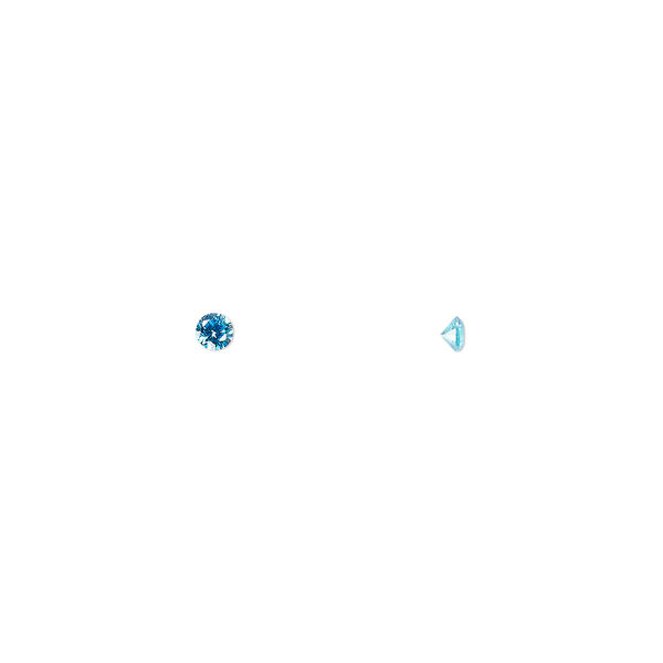 Gem, cubic zirconia, zircon blue, 2mm faceted round, Mohs hardness 8-1/2. Sold per pkg of 10. image number 0