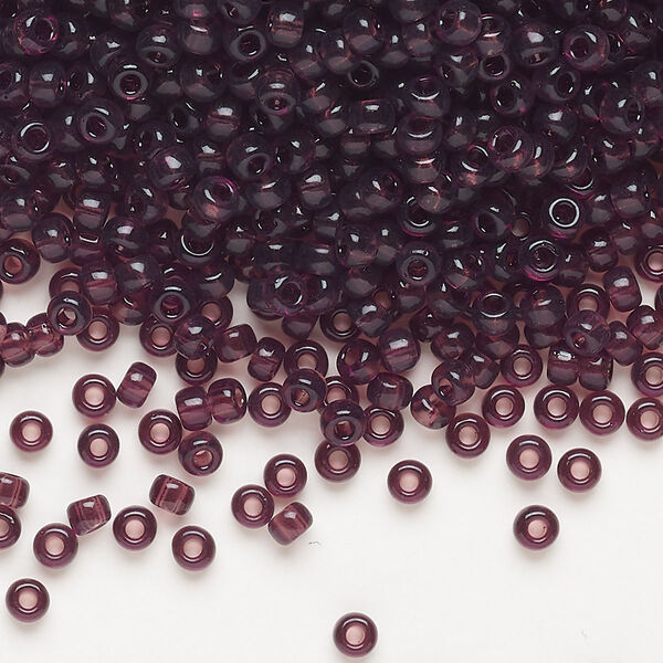 Seed bead, Miyuki, glass, pkg/250g, #8 rocaille, transparent dark smoky amethyst (RR-153). image number 0