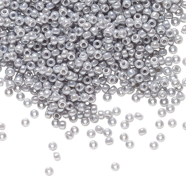 Seed bead, Miyuki, glass, pkg/25g, #11 rocaille, opaque luster ghost grey, (RR-443). image number 0