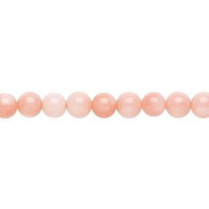 Bead, bamboo coral (dyed), pink, 5.5-6mm hand-cut round, B- grade, Mohs hardness 3-1/2 to 4. Sold per 15-1/2" to 16" strand.