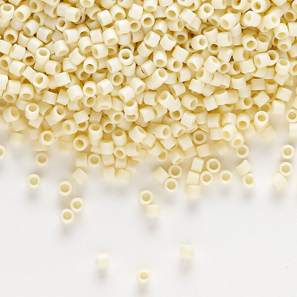 Seed bead, Delica®, glass, pkg/50g, #10 round, opaque matte rainbow ivory (DBM-0883). image number 0