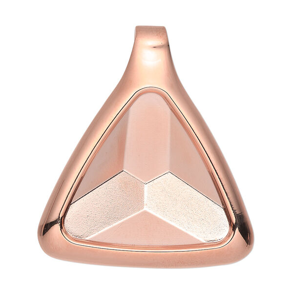 Pendant, Almost Instant Jewelry®, copper-plated "pewter" (zinc-based alloy), 37x37x32mm single-sided triangle with 23mm triangle setting and tube bail. Sold individually. image number 0
