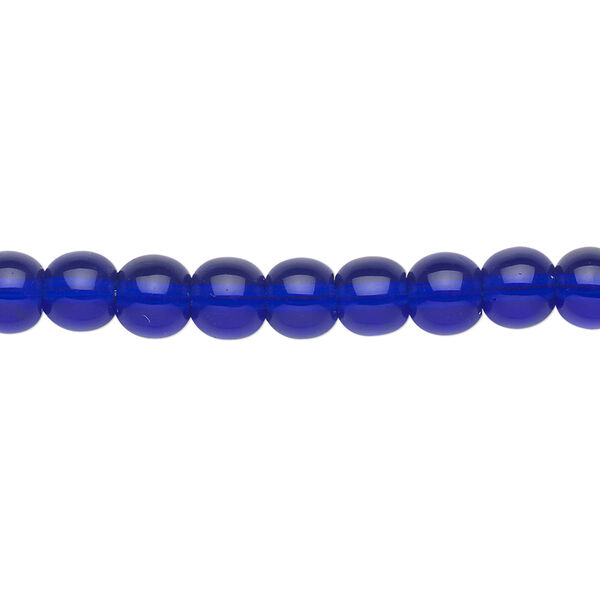 Bead, glass, cobalt blue, 6mm round. Sold per 36-inch strand. image number 0