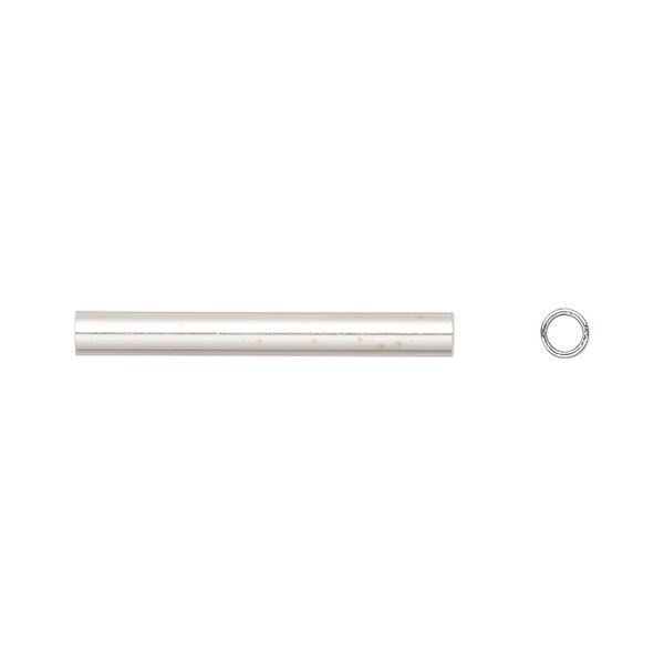 Bead, sterling silver, 25x3mm smooth tube. Sold per pkg of 10. image number 0
