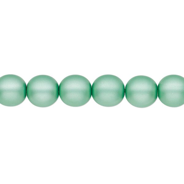 Bead, Czech pearl-coated glass druk, opaque matte sea foam green, 8mm round. Sold per 15-1/2" to 16" strand. image number 0