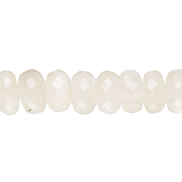 White moonstone / rainbow moonstone 1pkg1, hand-cut faceted rondelle bead natural C+ grade, 14 inch 9x5mm-11x7mm image number 0