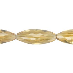 Golden quartz 1pkg4, hand-cut faceted triangular oval bead 23x9mm