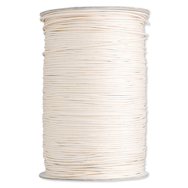Cord, waxed cotton, ivory, 2mm round. Sold per 500-yard spool. image number 0