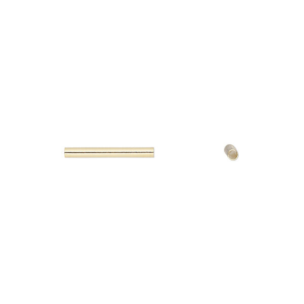 Bead, gold-plated brass, 13x1.5mm tube. Sold per pkg of 100. image number 0