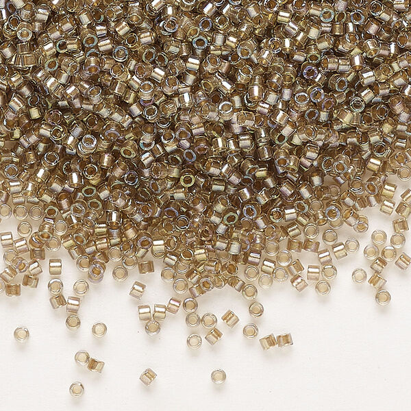 Seed bead, Delica®, glass, pkg/7.5g, #11 round, translucent moth-lined luster crystal clear (DB-2396). image number 0