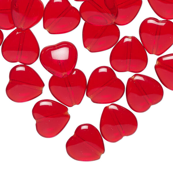 Czech pressed glass 1pkg40, heart bead transparent ruby red 10x9.5mm image number 0