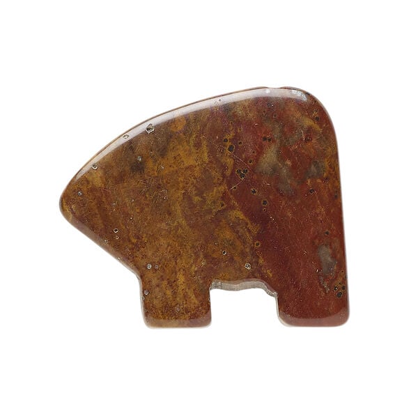 Moukaite jasper 1pkg1, top-drilled and half-drilled Zuni-style bear focal natural, 28x20mm-33x27mm image number 0