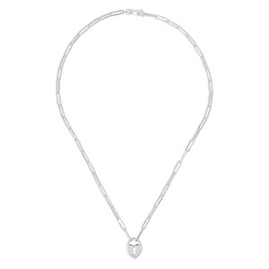 Necklace, sterling silver, paper clip chain with 16x12mm heart lock, 18 inches with lobster claw clasp. Sold individually.