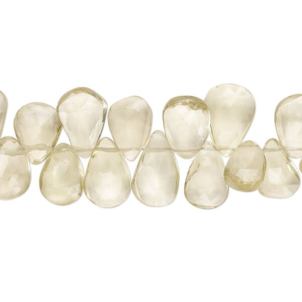 Lemon quartz 1pkg1, hand-cut top-drilled faceted puffed teardrop bead 9 inch 8x6mm-11x8mm image number 0