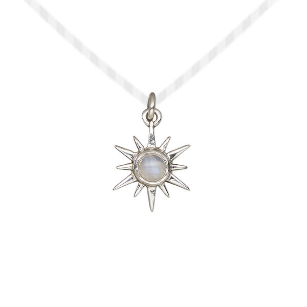 Rainbow moonstone / sterling silver 1pkg1, open star drop natural antiqued 12x12mm image number 0