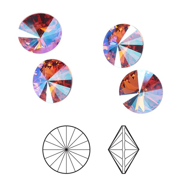 Chaton 4pk rose glacier blue foil back, Crystal Passions® 10.54-10.91mm rivoli SS47 1122 image number 0