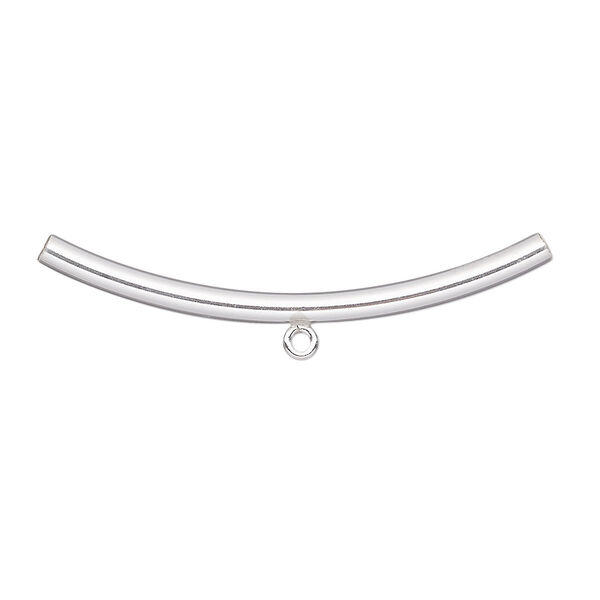 Bead, sterling silver-filled, 38x2mm plain curved tube with loop. Sold individually. image number 0