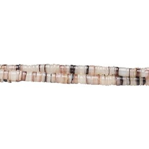Bead, common hammer oyster shell (natural), 2-3mm hand-cut heishi, Mohs hardness 3-1/2. Sold per 24-inch strand.