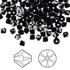Bead 144pk jet, Crystal Passions® 4mm bicone 5328