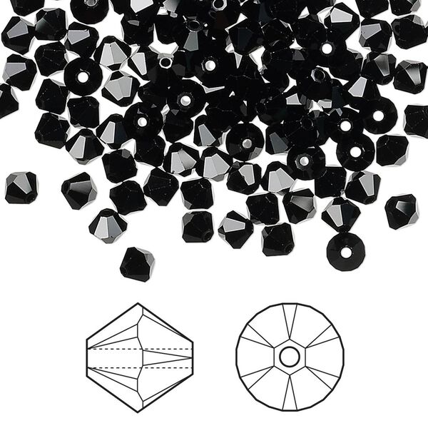 Bead 144pk jet, Crystal Passions® 4mm bicone 5328 image number 0