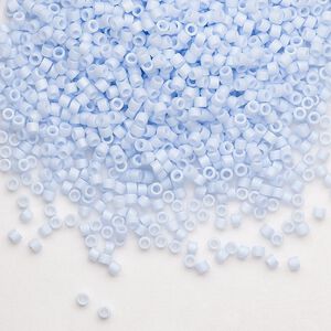 Seed bead, Delica®, glass, pkg/7.5g, #11 round, opaque matte rainbow glass enamel light sky blue (DB-1527).