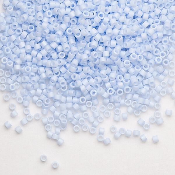Seed bead, Delica®, glass, pkg/7.5g, #11 round, opaque matte rainbow glass enamel light sky blue (DB-1527). image number 0