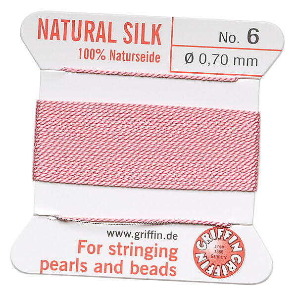 Thread, Griffin, silk, dark pink, size #6. Sold per 2-meter card (approximately 78 inches). image number 0