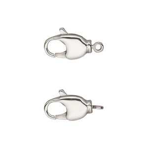 Clasp lobster claw 1pkg1, 14x7.5mm swivel, stainless steel 1-strand