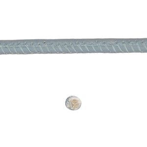 Cord, leather and cotton (dyed), grey, 4mm zigzag-stitched round. Sold per 1-yard section.