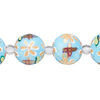 Bead, glass 1pkg8, multicolored, 14mm round with hand-painted flower. image number 0