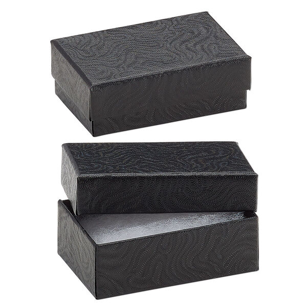 Box, paper, "cotton"-filled, black, 2-5/8 x 1-1/2 x 1-inch rectangle. Sold per pkg of 10. image number 0