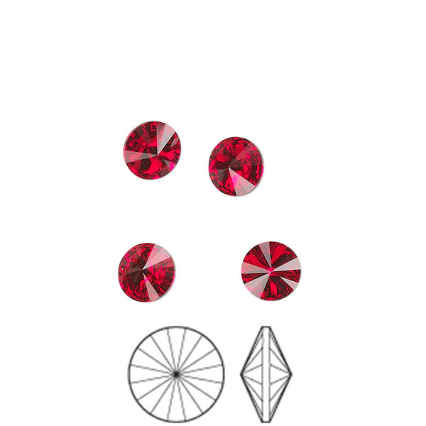 Chaton 12pk light Siam foil back, Preciosa MAXIMA Czech crystal rhinestone 6.14-6.32mm rivoli SS29 image number 0