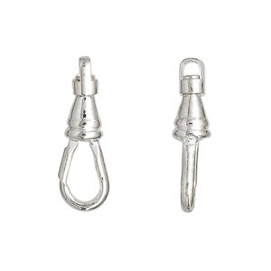 Clasp swivel 1pkg100 silver-plated, 22x8mm clip, brass / steel 1-strand
