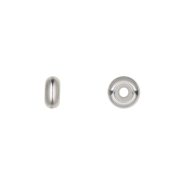 Bead keeper, stainless steel and silicone, clear, 8x3.5mm rondelle, fits 2.5mm chain or cord. Sold per pkg of 4. image number 0