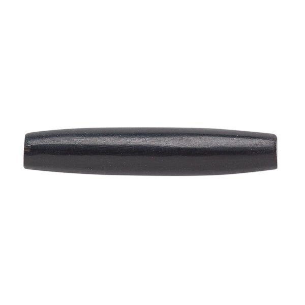 Bead, horn (dyed), black, 38x6mm-38x8mm hand-cut hairpipe, Mohs hardness 2-1/2. Sold per pkg of 24. image number 0